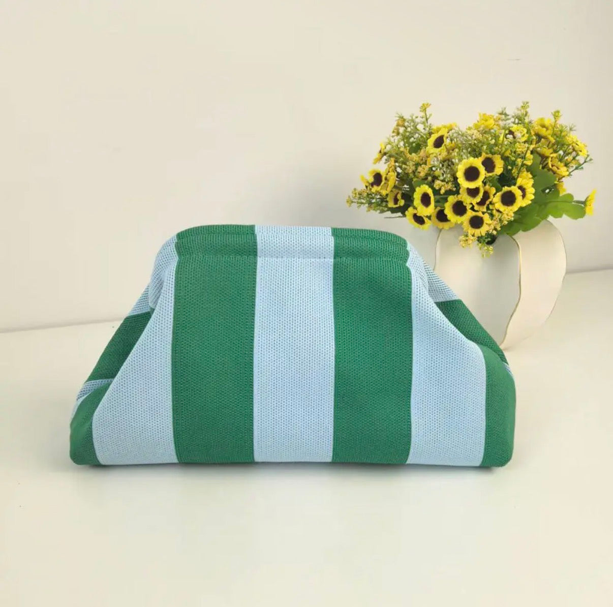 Striped Clutch Makeup Bag