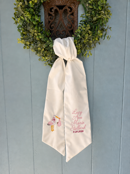 Baby Announcement Wreath Sash
