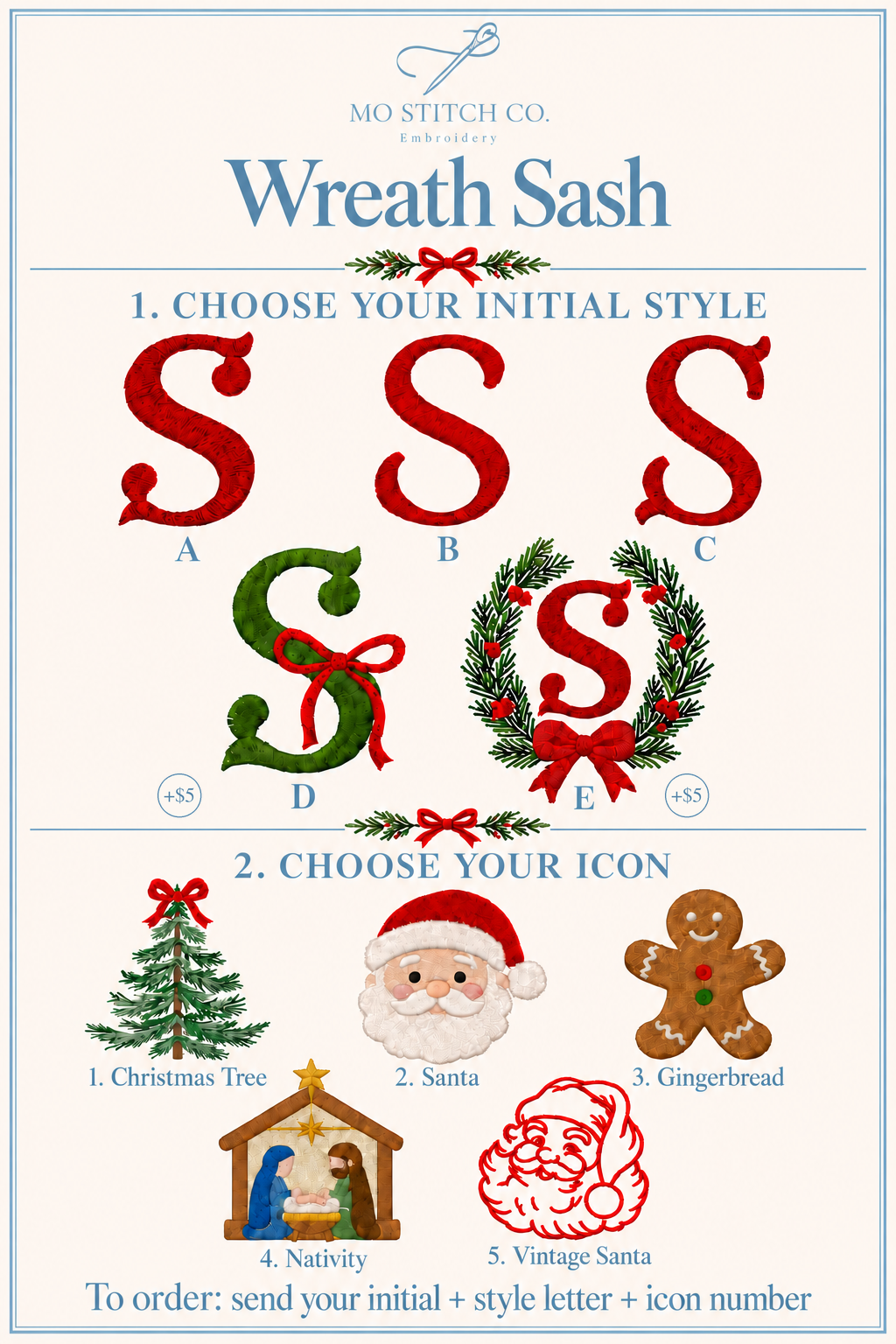 Christmas Wreath Sash