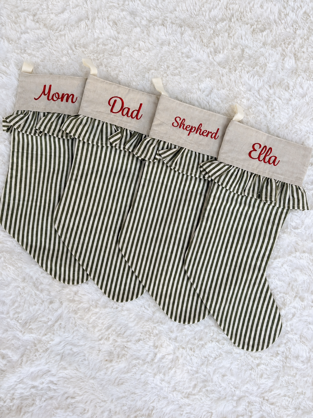 Custom Green Striped Stocking