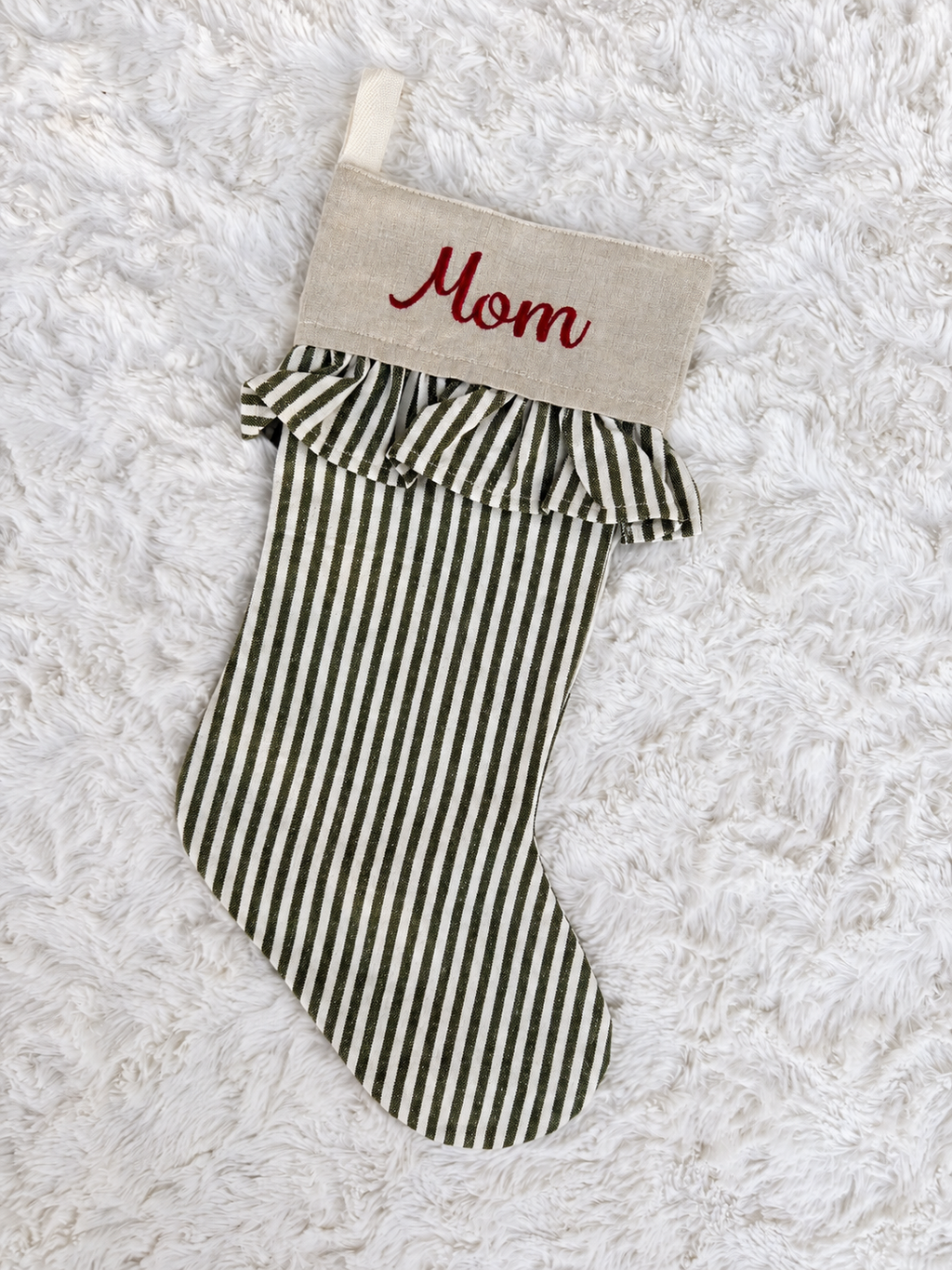 Custom Green Striped Stocking